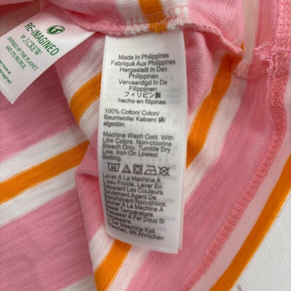 J.Crew Girlfriend Tee Pink/Orange/White Striped XXL Cotton T-Shirt - Picture 5 of 5
